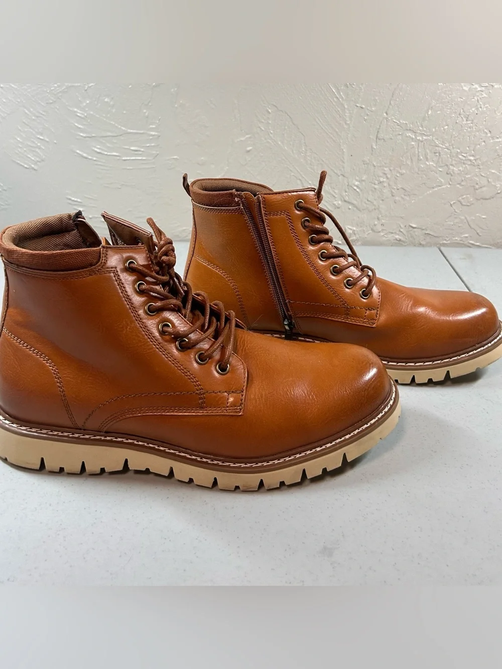 Steve Madden Men's Brown Leather Lace-Up Boots- LIKE NEW!